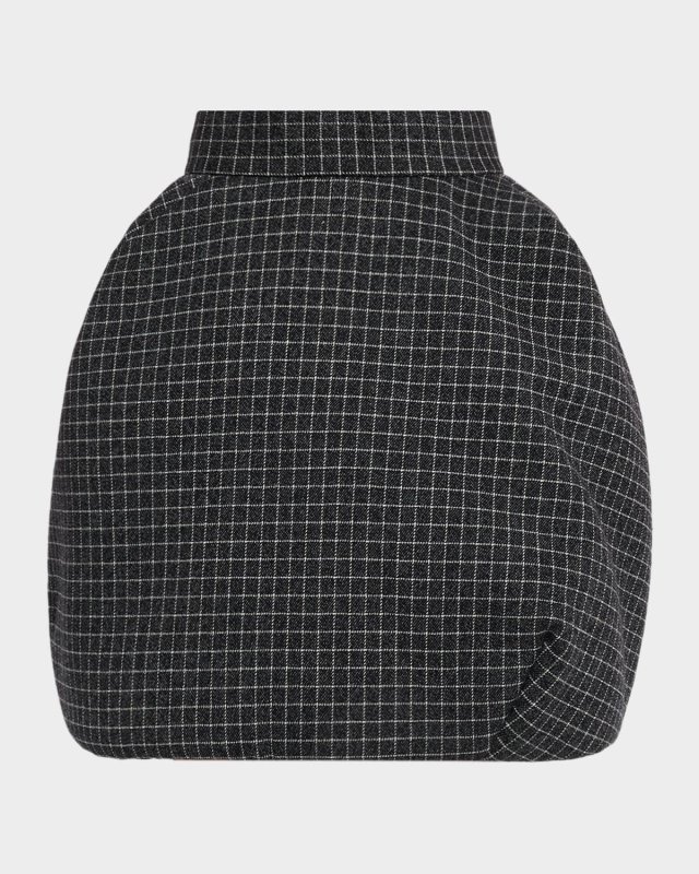 Windowpane Check Padded Bubble Skirt